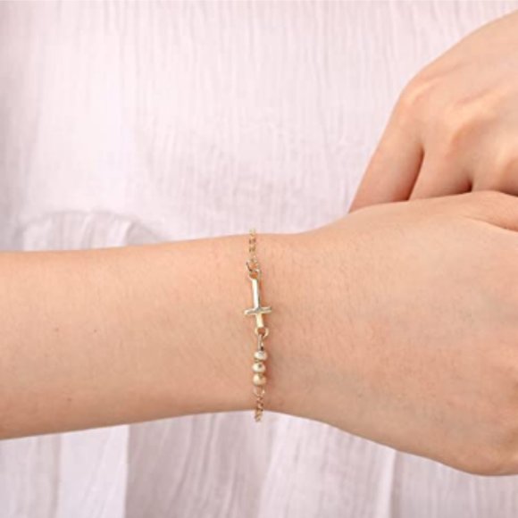 Sweet Cross Hand Chain Beads Bangle - Picture 4 of 7